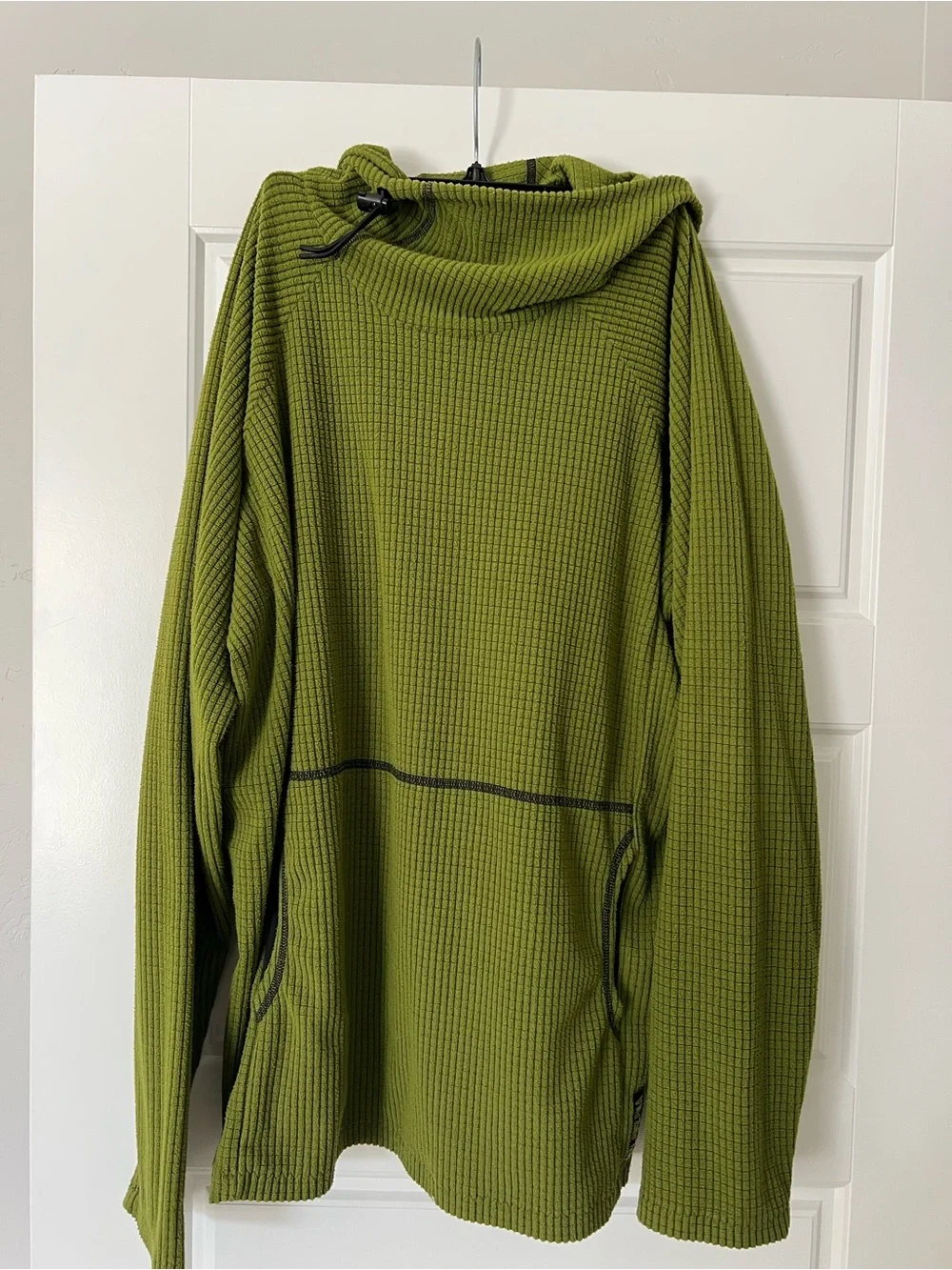 Melanzana Men's Olive Green Waffle-Knit Pullover Hoodie